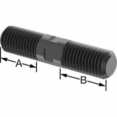 BSC PREFERRED Black-Oxide Steel Threaded on Both Ends Stud 7/8-9 Thread Size 4 Long 90281A880